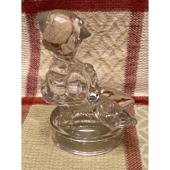 L.E. Smith Art Glass "Goose Girl " 6” Clear Figurine Decoration - Picture 4 of 10